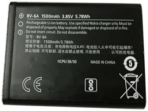 Backupower Ersatz Akku Batterie Kompatibel mit No-kia BV-6A 8110 4G 2017 Banana 2060 3060 5250 C5-03 1ICP6/38/50 Series 3.85V 1500mAh/5.78Wh von Backupower