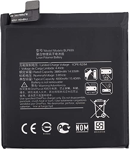 Backupower Ersatz BLP699 1ICP6/62/64 Akku Kompatibel mit OnePlus 7 Pro 1+ GM1911 GM1913 GM1917 GM1910 GM1915 3.85V 4000mAh von Backupower