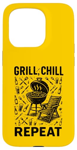 Grill Chill Repeat Vintage BBQ Sommer Barbecue Grillen Hülle für iPhone 15 Pro Grill Chill Repeat Vintage BBQ Sommer Barbecue Grillen Hülle für iPhone 15 Pro von Backyard Bbq Summer Cookout Clothing