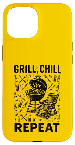 Grill Chill Repeat Vintage BBQ Sommer Barbecue Grillen Hülle für iPhone 15 Grill Chill Repeat Vintage BBQ Sommer Barbecue Grillen Hülle für iPhone 15 von Backyard Bbq Summer Cookout Clothing