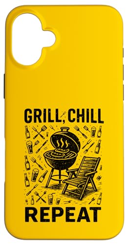 Grill Chill Repeat Vintage BBQ Sommer Barbecue Grillen Hülle für iPhone 16 Plus Grill Chill Repeat Vintage BBQ Sommer Barbecue Grillen Hülle für iPhone 16 Plus von Backyard Bbq Summer Cookout Clothing