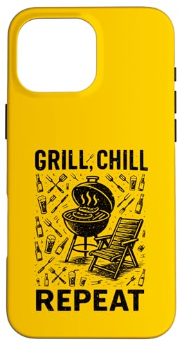 Grill Chill Repeat Vintage BBQ Sommer Barbecue Grillen Hülle für iPhone 16 Pro Max Grill Chill Repeat Vintage BBQ Sommer Barbecue Grillen Hülle für iPhone 16 Pro Max von Backyard Bbq Summer Cookout Clothing