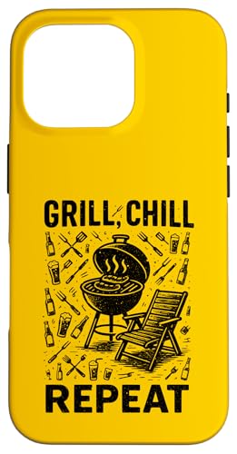 Grill Chill Repeat Vintage BBQ Sommer Barbecue Grillen Hülle für iPhone 16 Pro Grill Chill Repeat Vintage BBQ Sommer Barbecue Grillen Hülle für iPhone 16 Pro von Backyard Bbq Summer Cookout Clothing