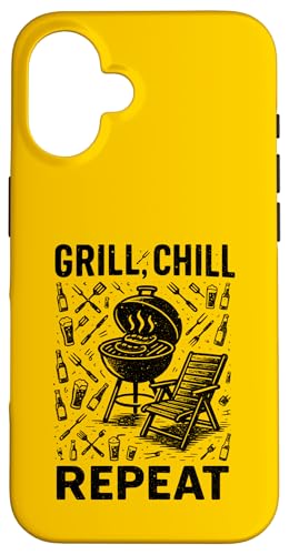 Grill Chill Repeat Vintage BBQ Sommer Barbecue Grillen Hülle für iPhone 16 Grill Chill Repeat Vintage BBQ Sommer Barbecue Grillen Hülle für iPhone 16 von Backyard Bbq Summer Cookout Clothing