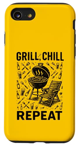 Grill Chill Repeat Vintage BBQ Sommer Barbecue Grillen Hülle für iPhone SE (2020) / 7 / 8 von Backyard Bbq Summer Cookout Clothing