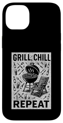 Grill Chill Repeat Vintage BBQ Summer Graphic Tee Grillen Hülle für iPhone 14 Plus Grill Chill Repeat Vintage BBQ Summer Graphic Tee Grillen Hülle für iPhone 14 Plus von Backyard Bbq Summer Cookout Clothing