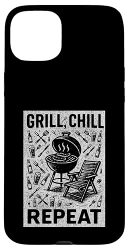 Grill Chill Repeat Vintage BBQ Summer Graphic Tee Grillen Hülle für iPhone 15 Plus Grill Chill Repeat Vintage BBQ Summer Graphic Tee Grillen Hülle für iPhone 15 Plus von Backyard Bbq Summer Cookout Clothing