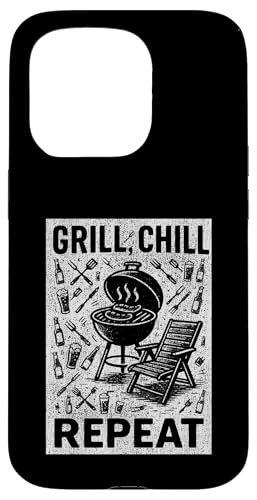 Grill Chill Repeat Vintage BBQ Summer Graphic Tee Grillen Hülle für iPhone 15 Pro Grill Chill Repeat Vintage BBQ Summer Graphic Tee Grillen Hülle für iPhone 15 Pro von Backyard Bbq Summer Cookout Clothing
