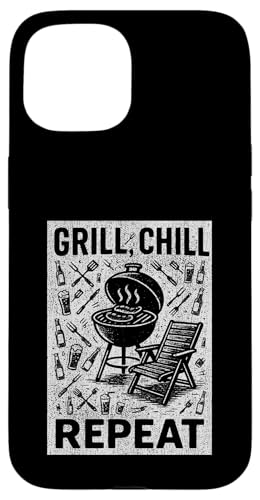 Grill Chill Repeat Vintage BBQ Summer Graphic Tee Grillen Hülle für iPhone 15 Grill Chill Repeat Vintage BBQ Summer Graphic Tee Grillen Hülle für iPhone 15 von Backyard Bbq Summer Cookout Clothing