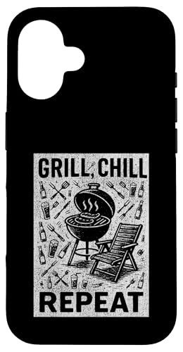 Grill Chill Repeat Vintage BBQ Summer Graphic Tee Grillen Hülle für iPhone 16 von Backyard Bbq Summer Cookout Clothing