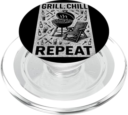 Grill Chill Repeat Vintage BBQ Summer Graphic Tee Grillen PopSockets PopGrip für MagSafe Grill Chill Repeat Vintage BBQ Summer Graphic Tee Grillen PopSockets PopGrip für MagSafe von Backyard Bbq Summer Cookout Clothing