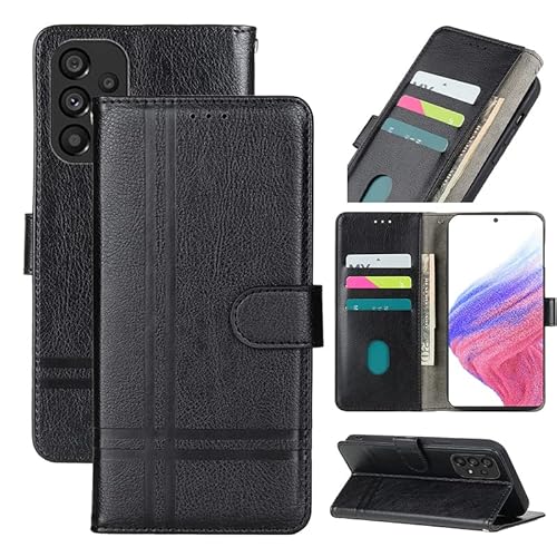 Badalink Schutzhülle Kompatibel mit Samsung Galaxy A53 5G Hülle Klappbar Premium PU Leder Handytasche, Kartenfächer Etui Flip Case Magnet Brieftasche Stoßfeste Bumper Standfunktion (Schwarz) von Badalink