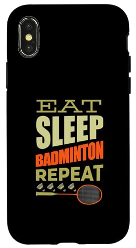 Badminton Federball Badmintonspieler EAT SLEEP BADMINTON Hülle für iPhone X/XS von Badminton Set Zubehör Sport Geschenke Shirts