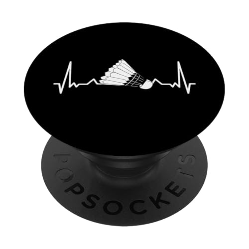 Badminton Federball Badmintonspieler Herzschlag BADMINTON PopSockets Klebender PopGrip von Badminton Set Zubehör Sport Geschenke Shirts