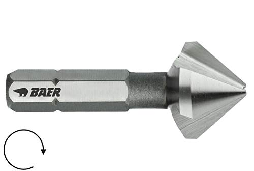 BAER HSSG 90° Bit-Kegelsenker 10,4 mm (für M 5), für Akkuschrauber - Senkbohrer - Entgrater - Senker - Ansenker - Versenker von Baer