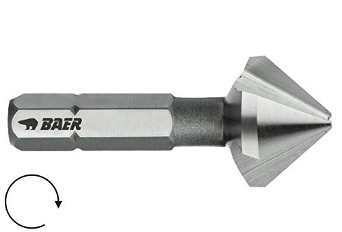 BAER HSSG 90° Bit Kegelsenker 12,4 mm (für M 6) - für Akkuschrauber - Senkbohrer - Entgrater - Senker - Ansenker - Versenker von Baer