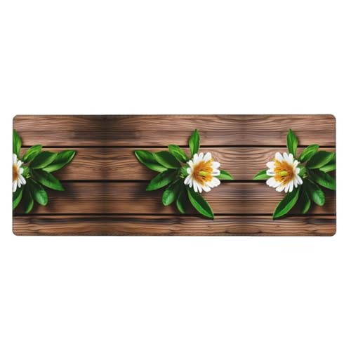 Großes Mauspad, Blaugrün, Blume auf Planke, 30 x 80 cm, Gaming-Schreibtischmatte, erweiterter Schutz für Zuhause, Büro, Computer, Laptop Großes Mauspad, Blaugrün, Blume auf Planke, 30 x 80 cm, Gaming-Schreibtischmatte, erweiterter Schutz für Zuhause, Büro, Computer, Laptop von BaerK