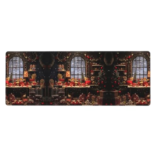 Großes Mauspad mit Aufdruck "Merry Christmas Day", 30 x 80 cm, Gaming-Schreibtischmatte, erweiterter Schutz für Zuhause, Büro, Computer, Laptop von BaerK