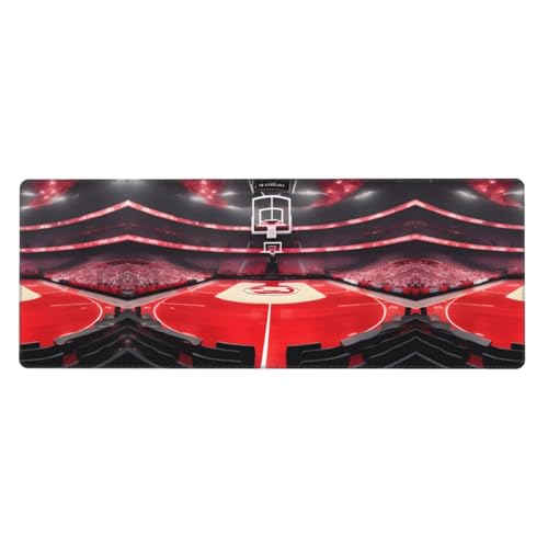 Großes Mauspad mit Basketball-Arenas-Druck, 30 x 80 cm, Gaming-Schreibtischmatte, erweiterter Schutz für Zuhause, Büro, Computer, Laptop von BaerK