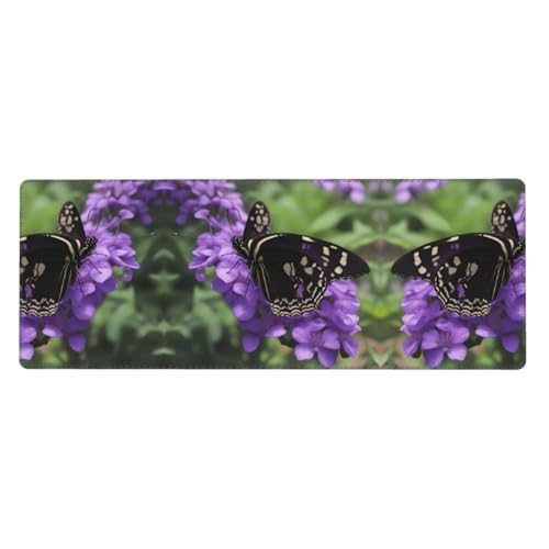 Großes Mauspad mit Blumen- und Schmetterlingsdruck, 30 x 80 cm, Gaming-Schreibtischmatte, erweiterter Schutz für Zuhause, Büro, Computer, Laptop von BaerK