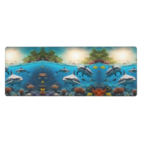 Großes Mauspad mit Delfinen, Meeresschildkröte, Hai, Oktopus, Korallendruck, 30 x 80 cm, Gaming-Schreibtischmatte, erweiterter Schutz für Zuhause, Büro, Computer, Laptop Großes Mauspad mit Delfinen, Meeresschildkröte, Hai, Oktopus, Korallendruck, 30 x 80 cm, Gaming-Schreibtischmatte, erweiterter Schutz für Zuhause, Büro, Computer, Laptop von BaerK