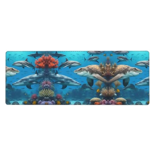 Großes Mauspad mit Delfinen, Meeresschildkröte, Hai, Oktopus, Korallenriff, Druck, 30 x 80 cm, Gaming-Schreibtischmatte, erweiterter Schutz für Zuhause, Büro, Computer, Laptop Großes Mauspad mit Delfinen, Meeresschildkröte, Hai, Oktopus, Korallenriff, Druck, 30 x 80 cm, Gaming-Schreibtischmatte, erweiterter Schutz für Zuhause, Büro, Computer, Laptop von BaerK