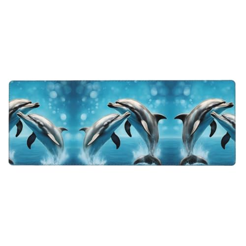 Großes Mauspad mit Delfinen in Love Druck, 30 x 80 cm, Gaming-Schreibtischmatte, erweiterter Schutz für Zuhause, Büro, Computer, Laptop von BaerK