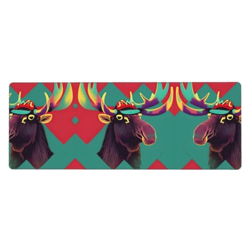 Großes Mauspad mit Elchdruck, 30 x 80 cm, Gaming-Schreibtischmatte, erweiterter Schutz für Zuhause, Büro, Computer, Laptop von BaerK