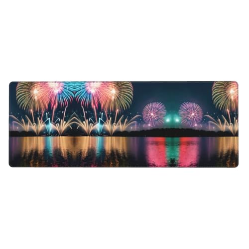 Großes Mauspad mit Feuerwerk-Druck, 30 x 80 cm, Gaming-Schreibtischmatte, erweiterter Schutz für Zuhause, Büro, Computer, Laptop von BaerK