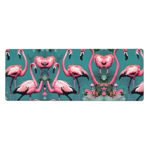Großes Mauspad mit Flamingo-Blumen, 30 x 80 cm, Gaming-Schreibtischmatte, erweiterter Schutz für Zuhause, Büro, Computer, Laptop von BaerK