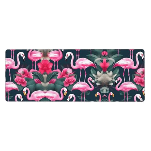 Großes Mauspad mit Flamingo-Blumendruck, 30 x 80 cm, Gaming-Schreibtischmatte, erweiterter Schutz für Zuhause, Büro, Computer, Laptop von BaerK