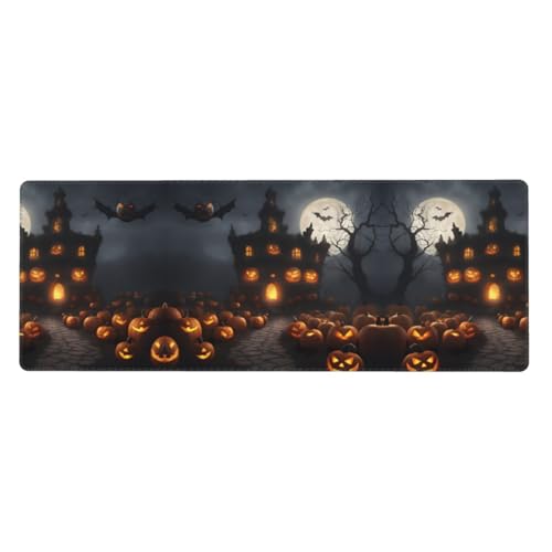 Großes Mauspad mit Halloween-Kürbis-Druck, 30 x 80 cm, Gaming-Schreibtischmatte, erweiterter Schutz für Zuhause, Büro, Computer, Laptop von BaerK
