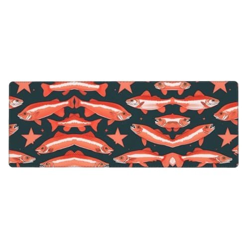 Großes Mauspad mit Lachsdruck, 30 x 80 cm, Gaming-Schreibtischmatte, erweiterter Schutz für Zuhause, Büro, Computer, Laptop von BaerK