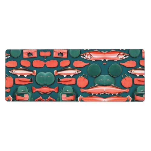 Großes Mauspad mit Lachsmuster, 30 x 80 cm, Gaming-Schreibtischmatte, erweiterter Schutz für Zuhause, Büro, Computer, Laptop von BaerK