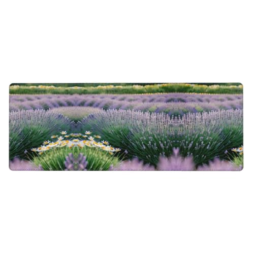 Großes Mauspad mit Lavendel- und Gänseblümchen-Druck, 30 x 80 cm, Gaming-Schreibtischmatte, erweiterter Schutz für Zuhause, Büro, Computer, Laptop von BaerK