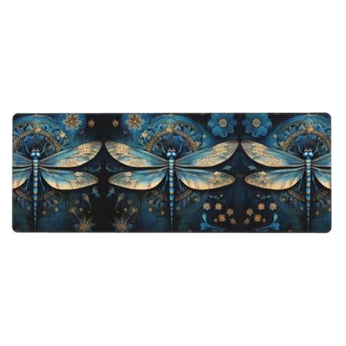 Großes Mauspad mit Libellen-Druck, 30 x 80 cm, Gaming-Schreibtischmatte, erweiterter Schutz für Zuhause, Büro, Computer, Laptop von BaerK
