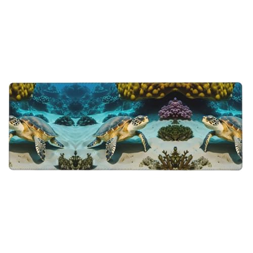 Großes Mauspad mit Meeresschildkröten-Druck, 30 x 80 cm, Gaming-Schreibtischmatte, erweiterter Schutz für Zuhause, Büro, Computer, Laptop von BaerK