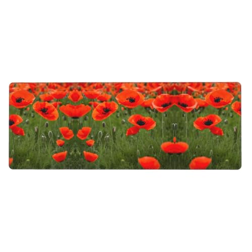 Großes Mauspad mit Mohnblumen-Blütenblättern, 30 x 80 cm, Gaming-Schreibtischmatte, erweiterter Schutz für Zuhause, Büro, Computer, Laptop von BaerK