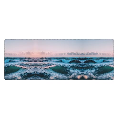 Großes Mauspad mit Ozeanwellen-Druck, 30 x 80 cm, Gaming-Schreibtischmatte, erweiterter Schutz für Zuhause, Büro, Computer, Laptop von BaerK
