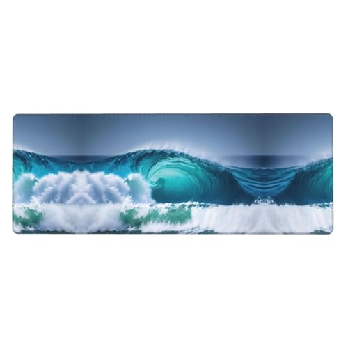 Großes Mauspad mit Ozeanwellen-Druck, 30 x 80 cm, Gaming-Schreibtischmatte, erweiterter Schutz für Zuhause, Büro, Computer, Laptop von BaerK