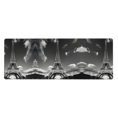 Großes Mauspad mit Pariser Eiffelturm und Wolkendruck, 30 x 80 cm, Gaming-Schreibtischmatte, erweiterter Schutz für Zuhause, Büro, Computer, Laptop von BaerK