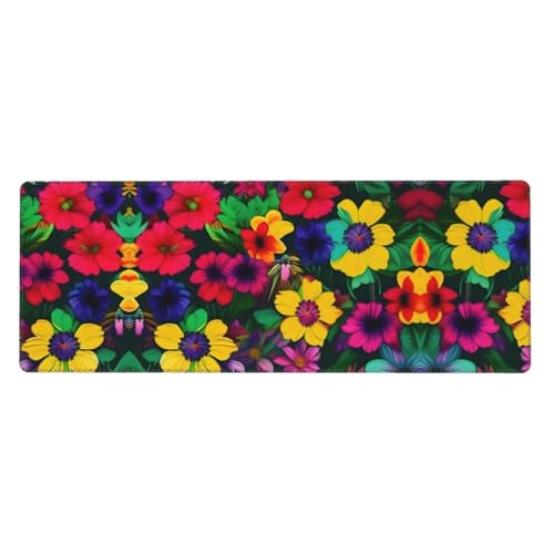 Großes Mauspad mit Regenbogen-Blumenmuster, 30 x 80 cm, Gaming-Schreibtischmatte, erweiterter Schutz für Zuhause, Büro, Computer, Laptop von BaerK