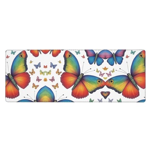 Großes Mauspad mit Regenbogen-Schmetterling-Druck, 30 x 80 cm, Gaming-Schreibtischmatte, erweiterter Schutz für Zuhause, Büro, Computer, Laptop von BaerK