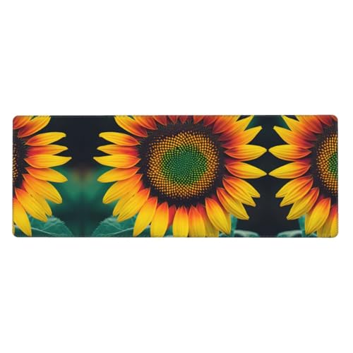 Großes Mauspad mit Regenbogen-Sonnenblumen-Druck, 30 x 80 cm, Gaming-Schreibtischmatte, erweiterter Schutz für Zuhause, Büro, Computer, Laptop von BaerK