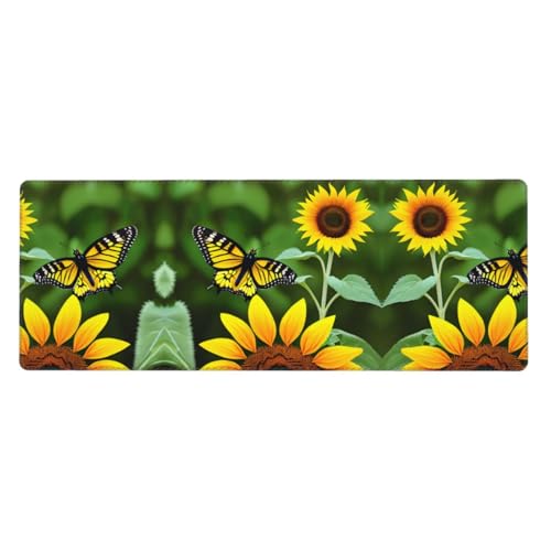Großes Mauspad mit Sonnenblumen- und Schmetterlings-Druck, 30 x 80 cm, Gaming-Schreibtischmatte, erweiterter Schutz für Zuhause, Büro, Computer, Laptop Großes Mauspad mit Sonnenblumen- und Schmetterlings-Druck, 30 x 80 cm, Gaming-Schreibtischmatte, erweiterter Schutz für Zuhause, Büro, Computer, Laptop von BaerK