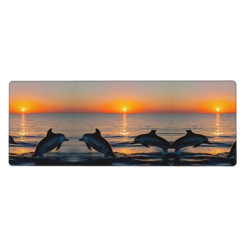 Großes Mauspad mit Sonnenuntergang und Delfinen, 30 x 80 cm, Gaming-Schreibtischmatte, erweiterter Schutz für Zuhause, Büro, Computer, Laptop Großes Mauspad mit Sonnenuntergang und Delfinen, 30 x 80 cm, Gaming-Schreibtischmatte, erweiterter Schutz für Zuhause, Büro, Computer, Laptop von BaerK