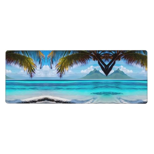 Großes Mauspad mit Tahiti-Stranddruck, 30 x 80 cm, Gaming-Schreibtischmatte, erweiterter Schutz für Zuhause, Büro, Computer, Laptop von BaerK