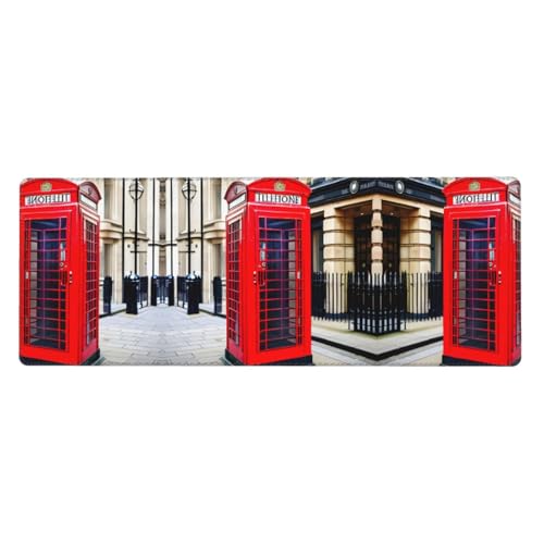 Großes Mauspad mit Telefonzellen-Druck, 30 x 80 cm, Gaming-Schreibtischmatte, erweiterter Schutz für Zuhause, Büro, Computer, Laptop von BaerK