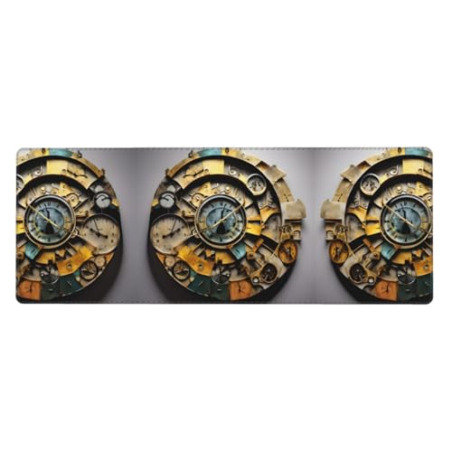 Großes Mauspad mit Uhr-Kunstdruck, 30 x 80 cm, Gaming-Schreibtischmatte, erweiterter Schutz für Zuhause, Büro, Computer, Laptop von BaerK
