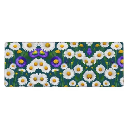Großes Mauspad mit Wildblumen und Gänseblümchen, 30 x 80 cm, Gaming-Schreibtischmatte, erweiterter Schutz für Zuhause, Büro, Computer, Laptop von BaerK
